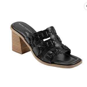 Marc Fisher Melita Block Heel Black Sandal Size 9.5